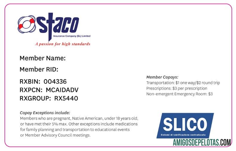 Cartão de seguro saúde de Serra Leoa exemplo